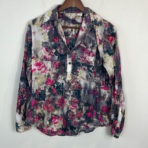 ARTINE watercolor flower blouse women size medium